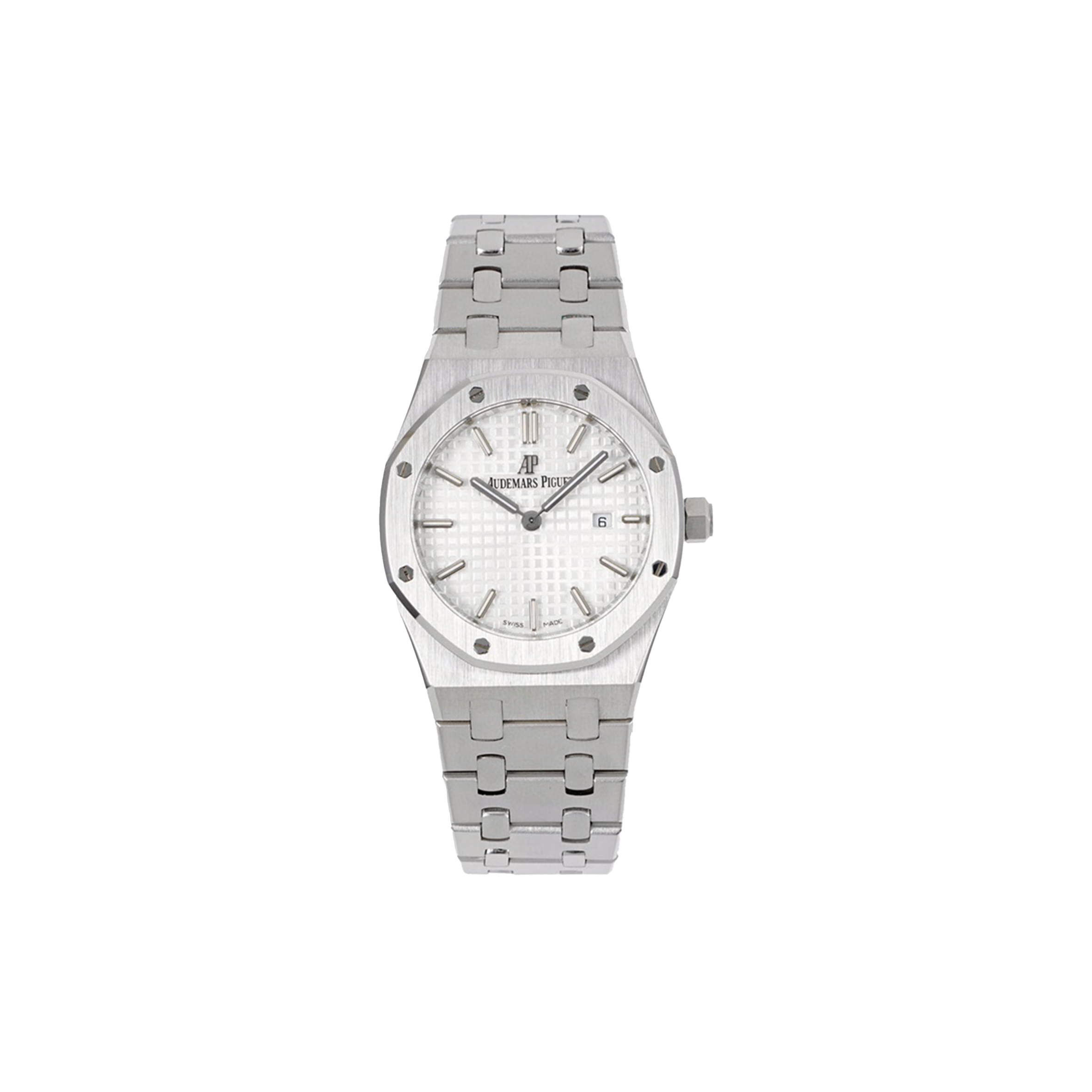 audemars P*g*et royal oak quartz steel white dial watch 67650st